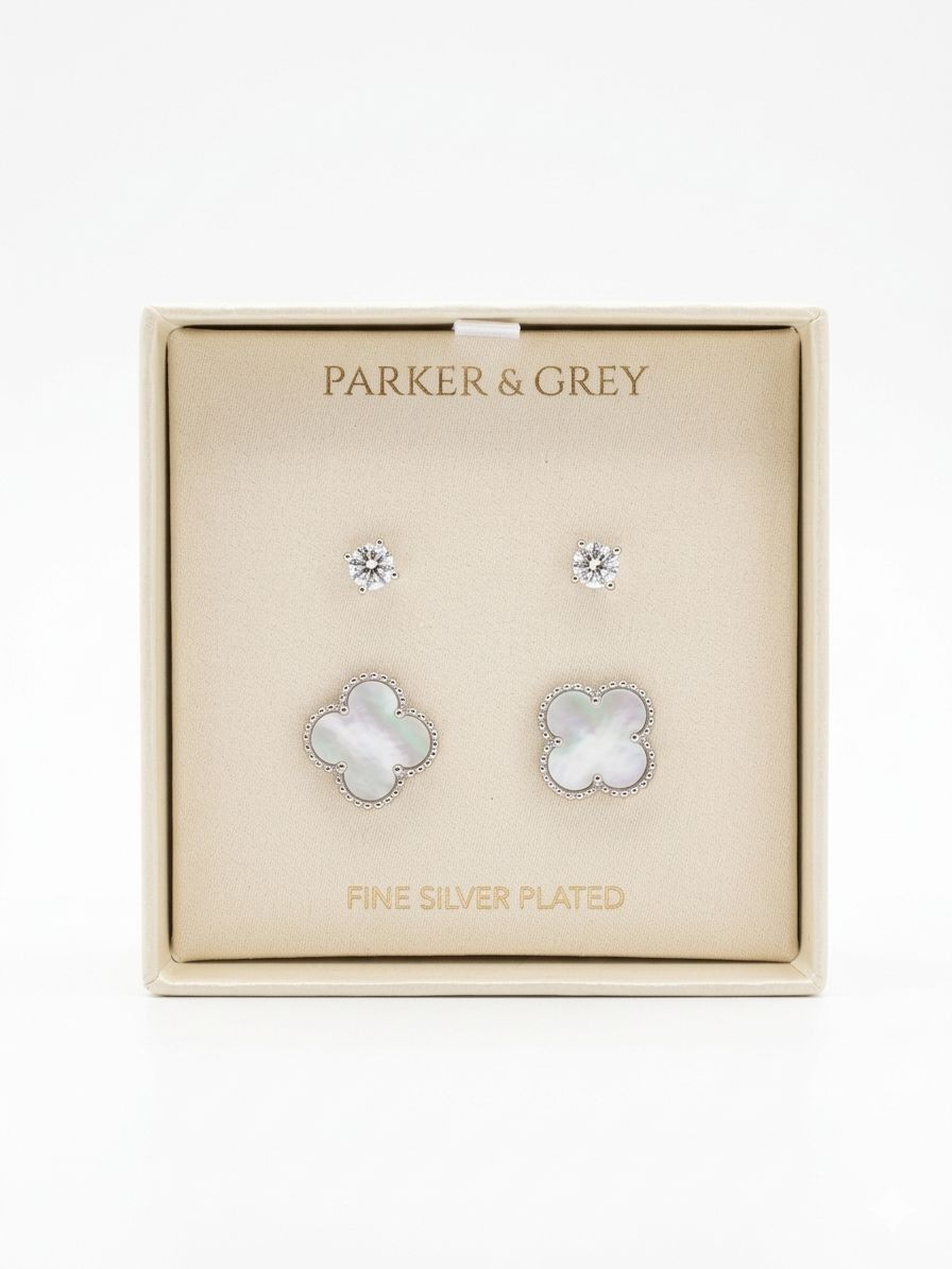 Parker & Grey Aretes Clover Classic Silver
