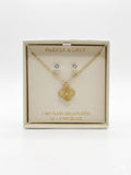 PARKER & GREY – Set Collar y Aretes Flor Dorada con Zirconia