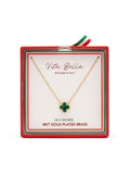 Vita Bella – Collar Trébol Verde Esmeralda en Baño de Oro 18K