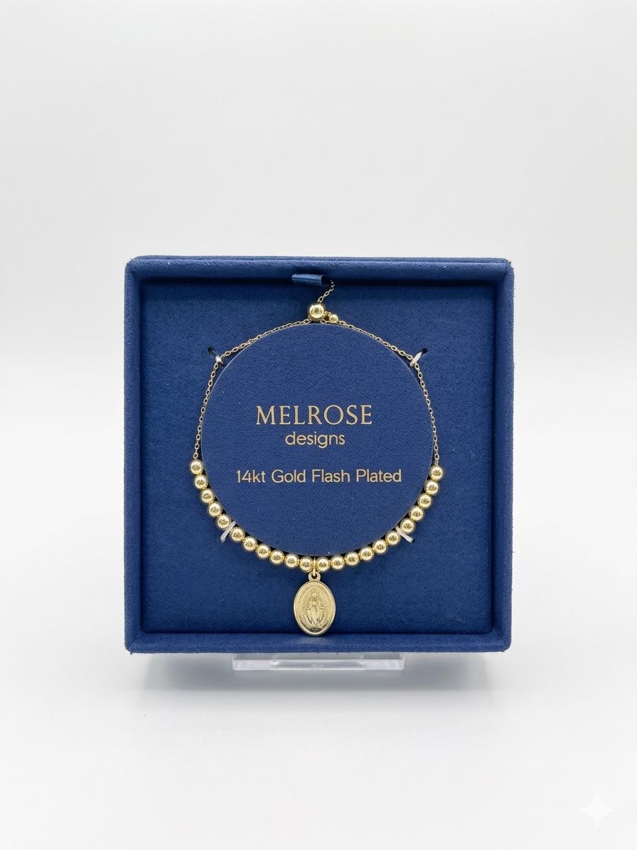 MELROSE Designs – Pulsera de virgen en Baño de Oro 14K