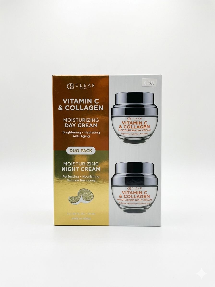 Clear Beauty Vitamina C & Collange Crema De Dia y Noche Duo Pack